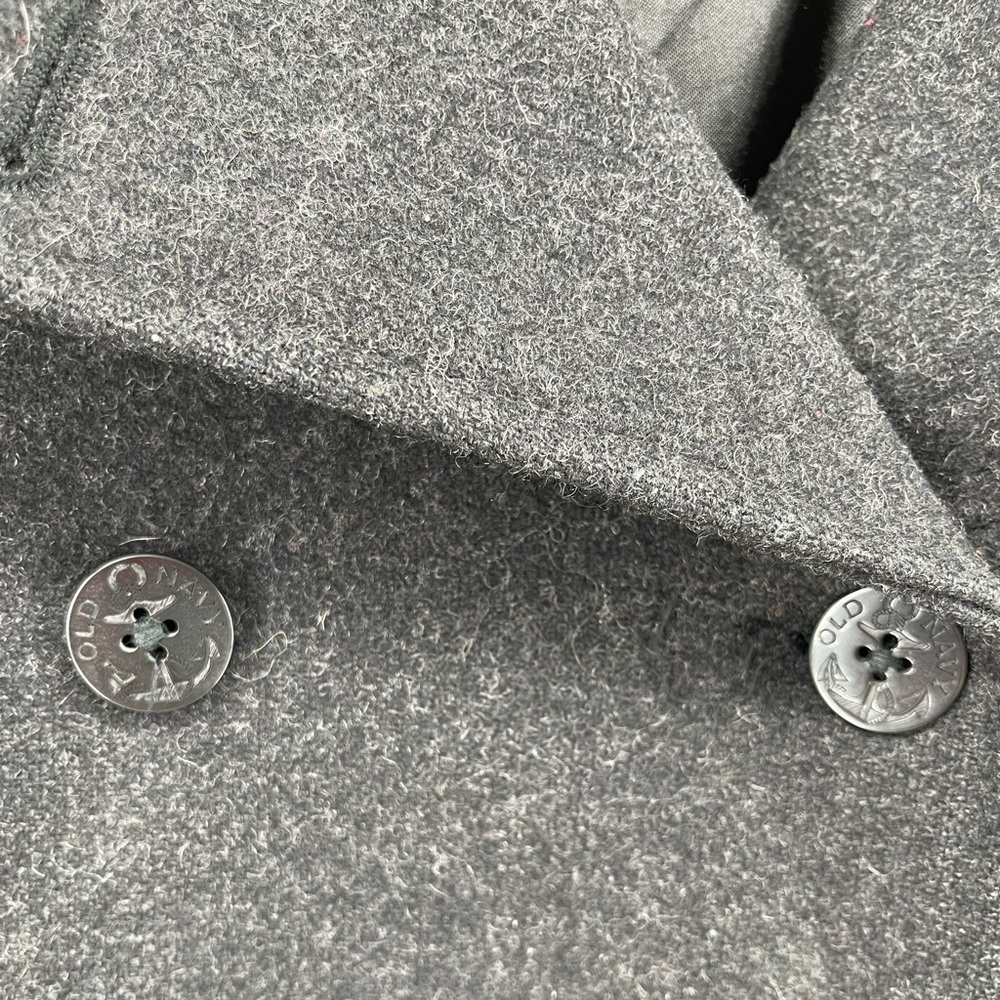 Old Navy Classic Charcoal Gray Peacoat Y2K Wool Warm Winter Womens Lapel Lg - Picture 6 of 10